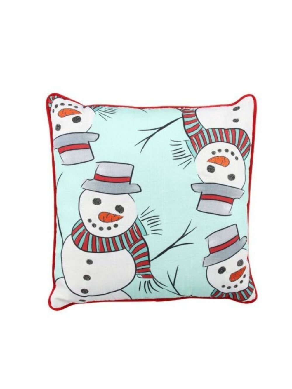 Christmas Holiday Snowman 18" Throw Pillow Cushion Home Accents Red Snow Winter - Picture 8 of 9